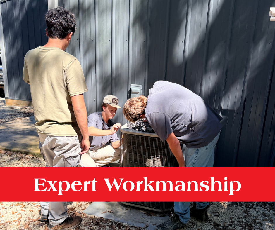 An image of 3 Atlas apprentices working on a unit with a banner that says "Expert Workmanship"